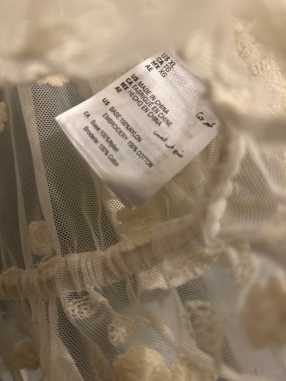 Sheer Ivory Lace Ruffle Tie-Front Blouse - Picture 5 of 6